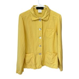 Harve Benard Vintage Blazer Jacket Women’s Size 10 Yellow Linen Blend